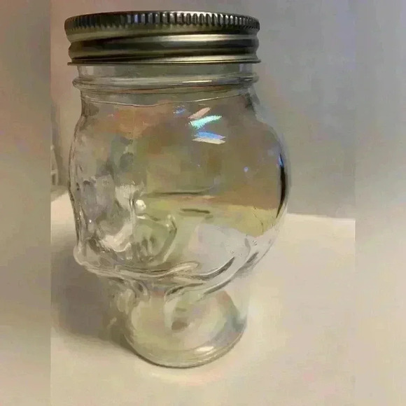 Skeleton Iridescent Skull Glass Jar can be used to put candy etc in for party - Picture 3 of 9